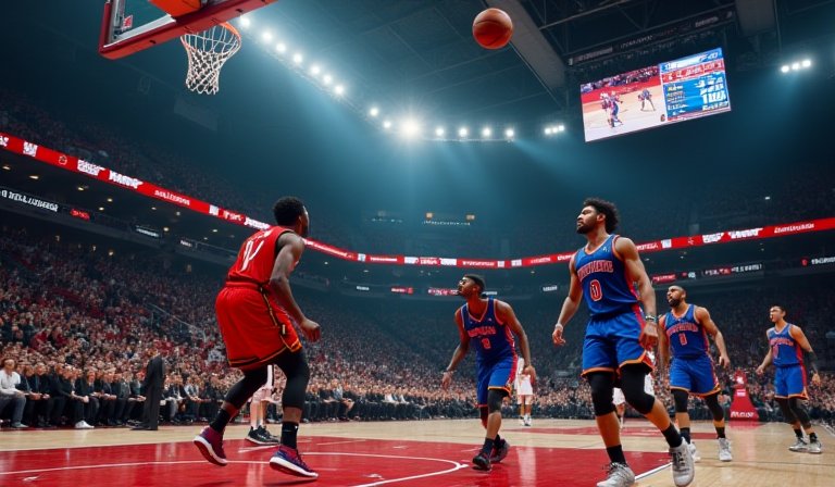 麥卡倫於中場投出超大號壓哨球，因出手超時判定無效。