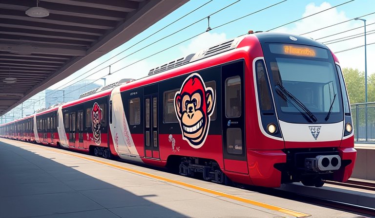 球迷與樂天桃猿球員在桃園捷運主題車廂內熱情互動