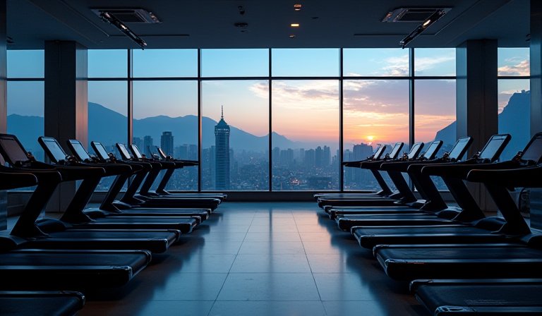 民眾在健身房櫃檯與職員諮詢會籍凍結與相關手續費用。