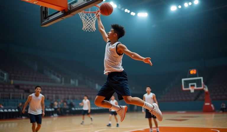 U19籃球聯盟 邱琮禔209公分長人爆扣 陳信安親授赴美深造