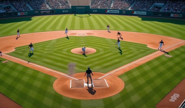 職棒投手於投手丘持球警戒，隨時準備牽制壘上跑者。