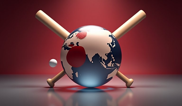 台灣與日本棒球員在球場握手，背景為兩國並列國旗。