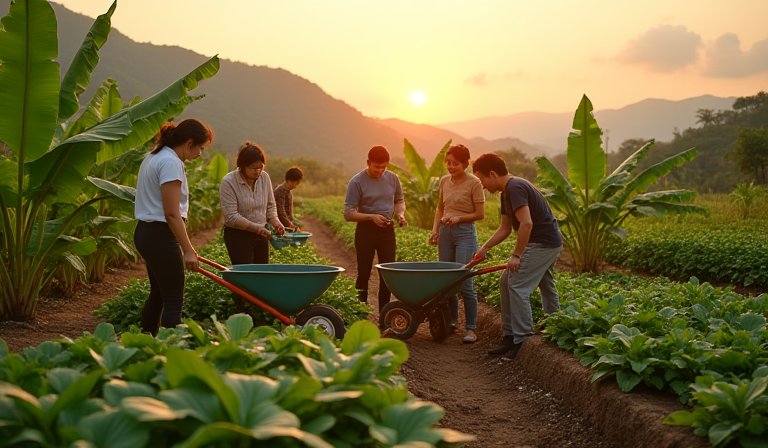 扶輪社捐贈的組合式冷藏設備內存放著剛採收的新鮮蔬菜
