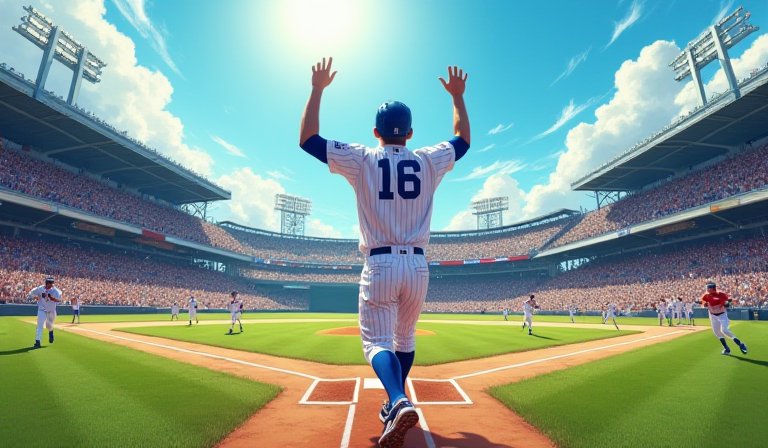 大谷翔平於道奇主場揮棒擊球，擊出首局追平全壘打。