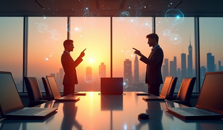 專業設計師在充滿科技感的現代化遊戲工作室開發項目