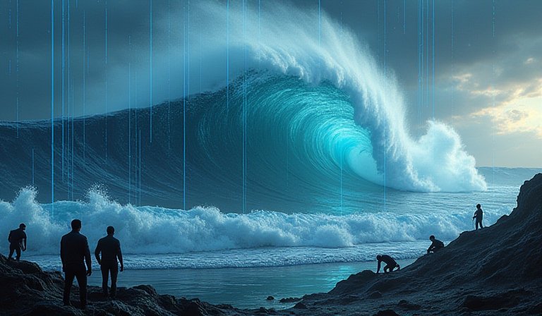 自動化生產線上精密排列的半導體記憶體晶片模組。