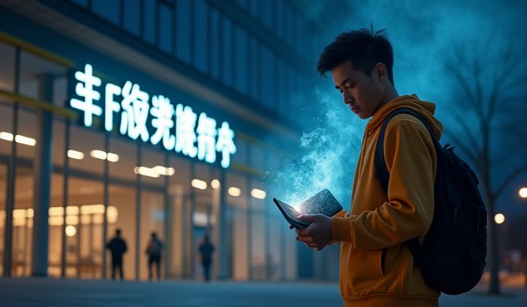 健身教練向年輕男子展示檢測數據並施壓簽約。