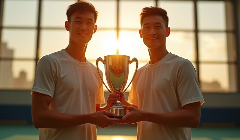 雙麟配直落二衛冕台北羽球公開賽男雙冠軍