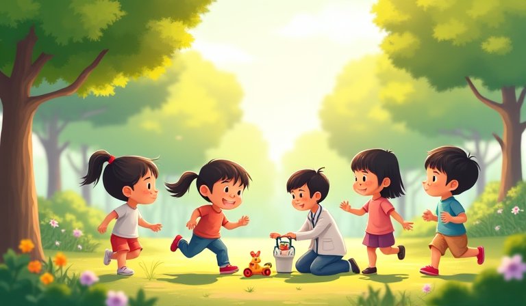 兒科醫師正在為幼兒進行身體檢查與生長發育評估。