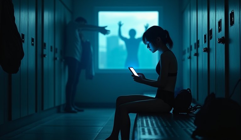 手機顯示社群軟體群組中針對跳水選手的集體霸凌對話