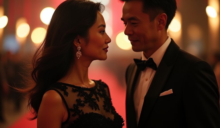 舒淇穿著蕾絲拼接透視禮服，於五十歲生日宴展現自信