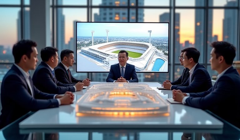 侯友宜率團與建築師交流，探討MLB場館規劃與設計。