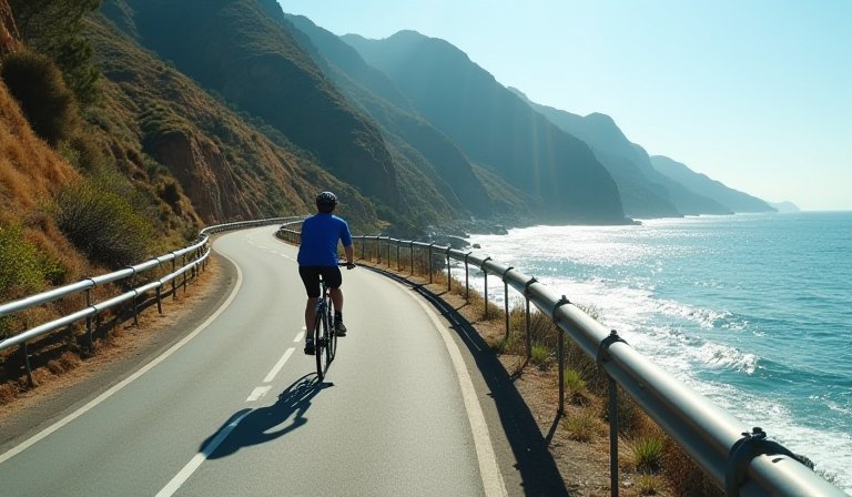 台中大甲濱海自行車道旁新設的耐候鋼防鏽欄桿。