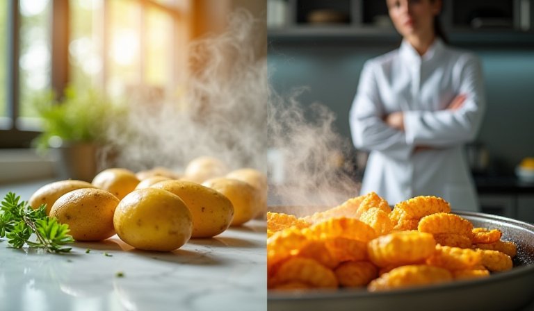 水煮馬鈴薯搭配鮮綠蔬菜與瘦肉組成的均衡營養餐盤