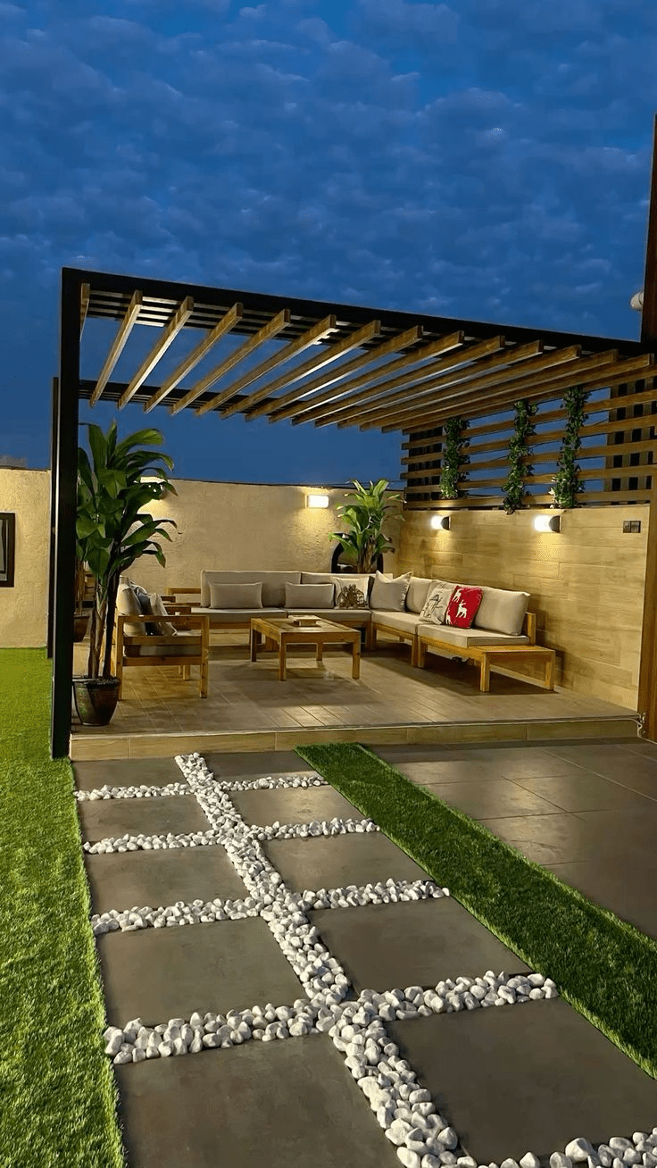 برجولة سطح شبه مكشوفة