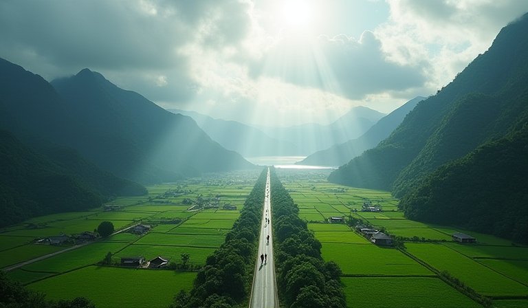 跑者在壯闊的花蓮太平洋海岸線與翠綠山脈間奔跑