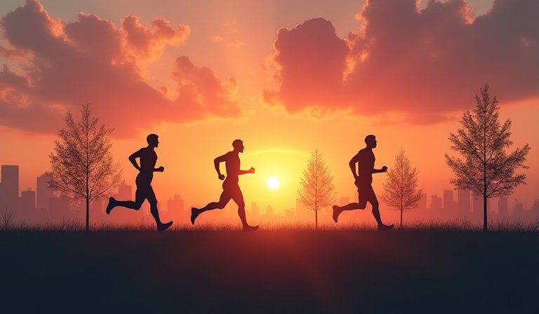 跑者在綠意盎然的森林步道奔跑，響應跑步植樹倡議。