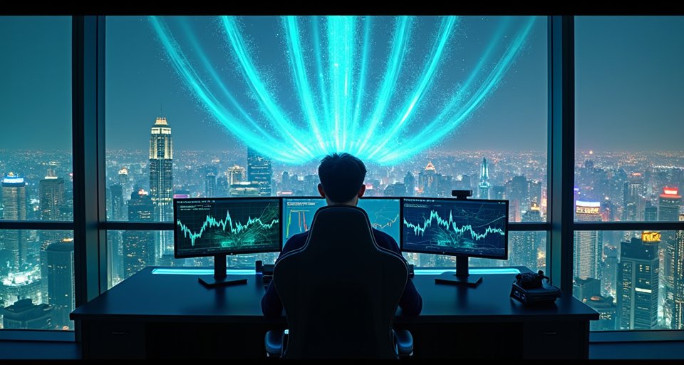 遊戲手把與呈現宏碁遊戲營收成長動能的數據螢幕