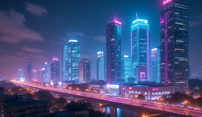 胡志明市國際會展中心，玩家在科技感展位體驗遊戲