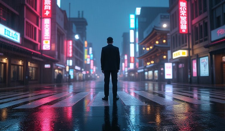 淺草寺雷門前，一名角色正強行拉開跑車車門準備劫車。