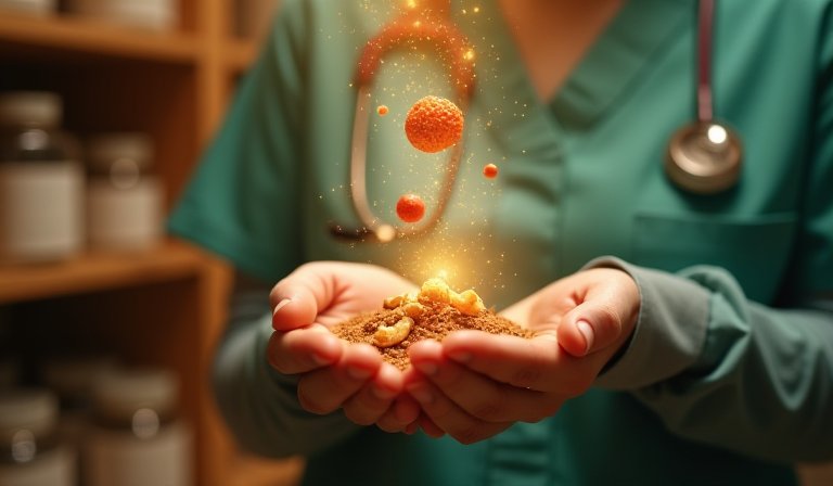 中醫診所內的專業護理師正專注於病患照護工作。