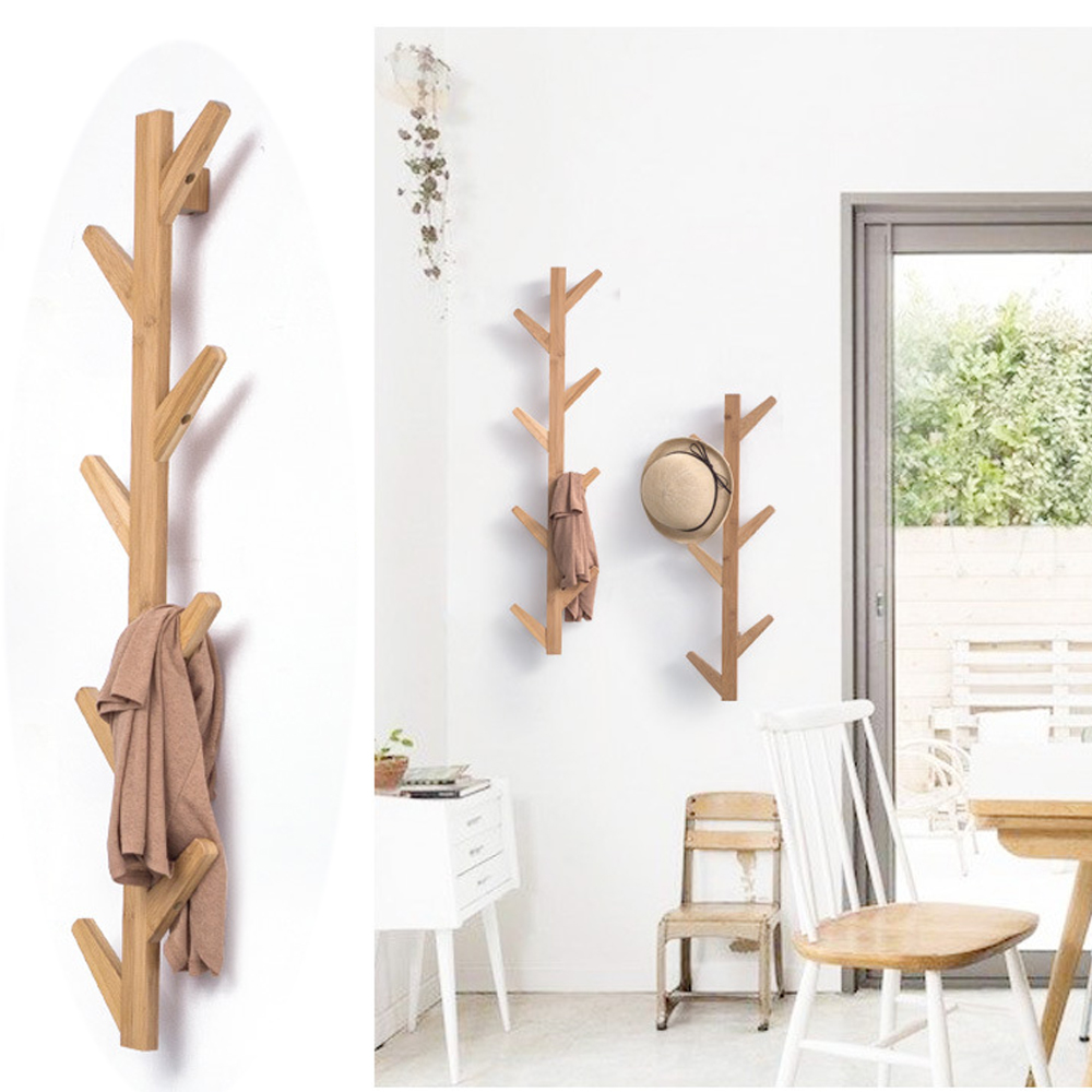 BLEOSAN Porte Manteau Mural en Bois de Bambou - Forme d ...