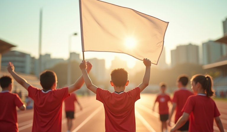 吳立森局長授旗予高雄全中運代表隊，勉勵選手勇奪金牌。