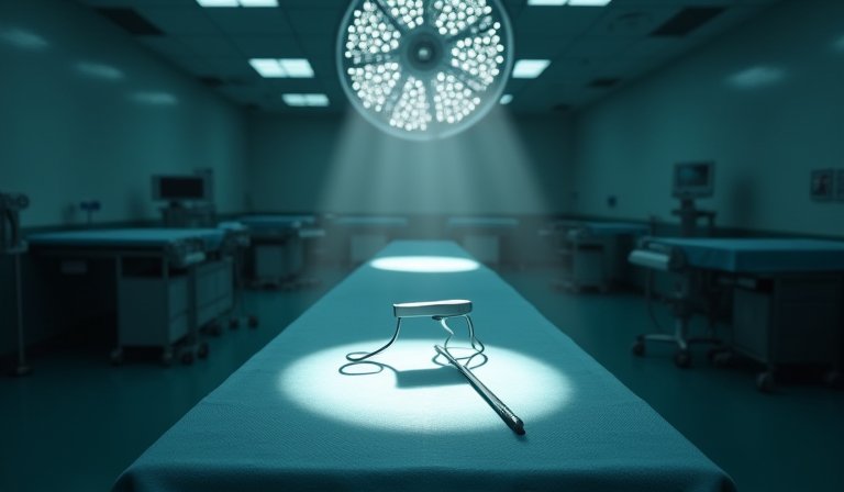 婦產科診所手術室內醫護人員正進行剖腹產手術。