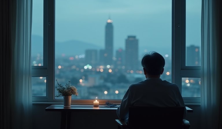 具俊曄凝視大S紀念雕像，流露出對愛妻的無盡思念。