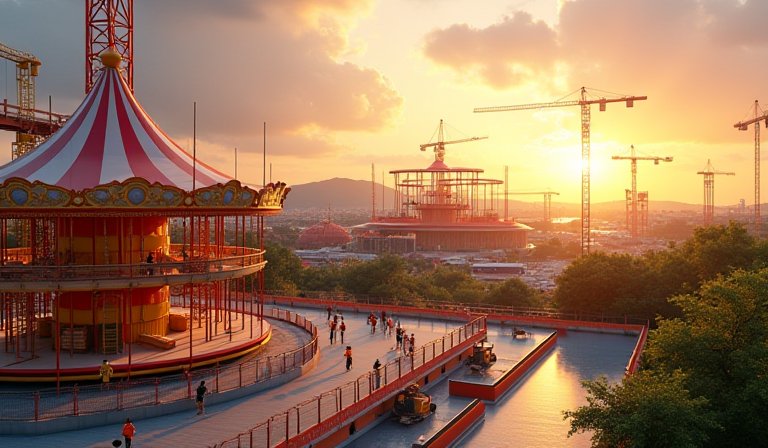 高雄舊廠房改建的半戶外兒童攀爬網與遊樂設施。