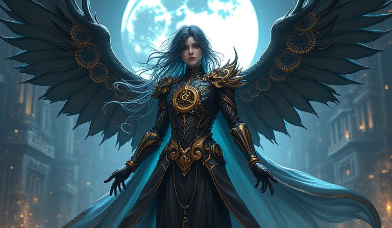 機械之神諾托斯身披裝甲，於金字塔前展現鬥神狀態。