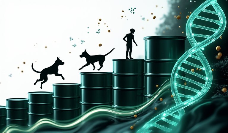 醫學實驗設備疊加股市上漲K線，呈現生技產業強勁走勢。