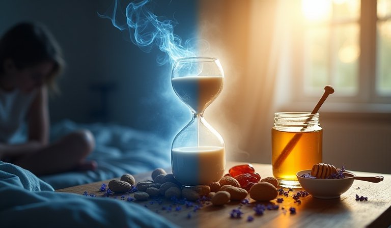 一名神情憔悴的上班族在深夜抱頭，顯現長期失眠困擾