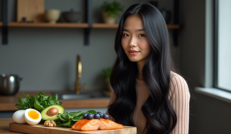 切碎水煮蛋拌入黑芝麻與健康油脂，提供毛囊養髮營養。