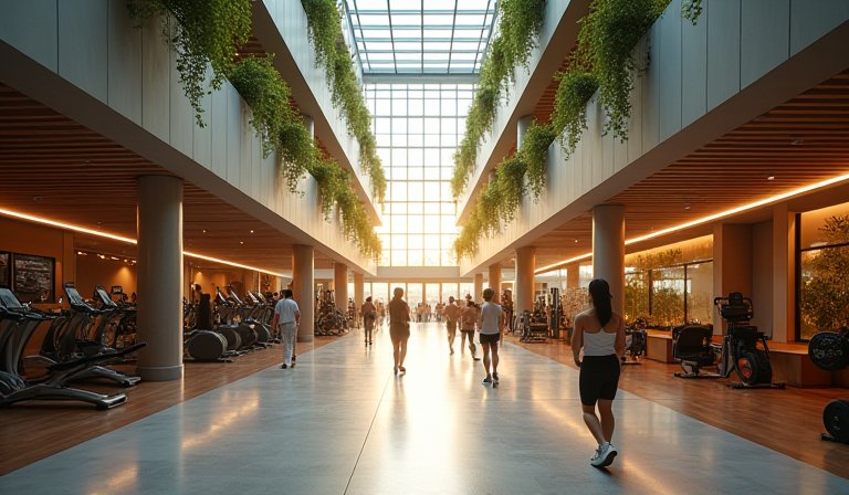 民眾在寬敞明亮的健身房內操作專業器材進行鍛鍊