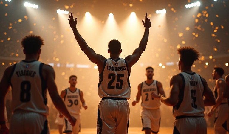 灰狼隊多森姆在季後賽運球突破，展現高效得分的進攻身影。