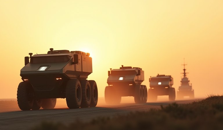 MORPHOS六輪無人車在複雜地形運送軍事裝備