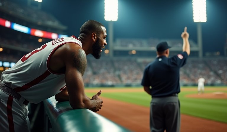 棒球場上快速球偏離好球帶下緣與主審判決瞬間