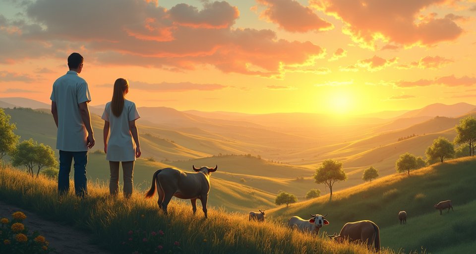 專業人員在現代化畜牧場進行牲畜健康檢查與疫苗接種。