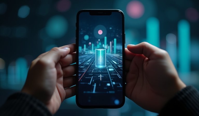 iPhone 螢幕顯示低電量警示與系統電力耗損圖表