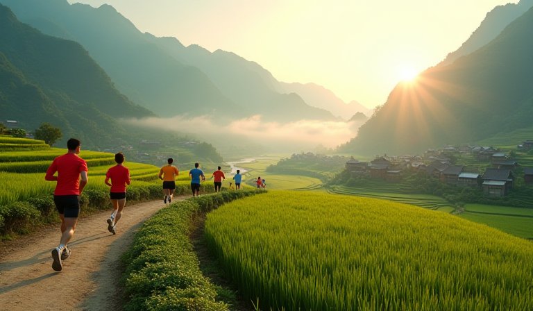 跑者穿梭於含山縣和美鄉村，飽覽綠意盎然的生態風光