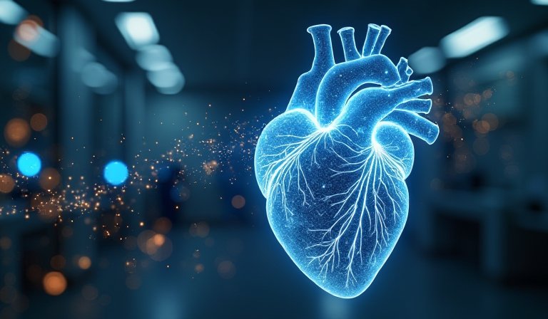 數位螢幕呈現 AI 輔助影像診斷與精準醫療數據分析