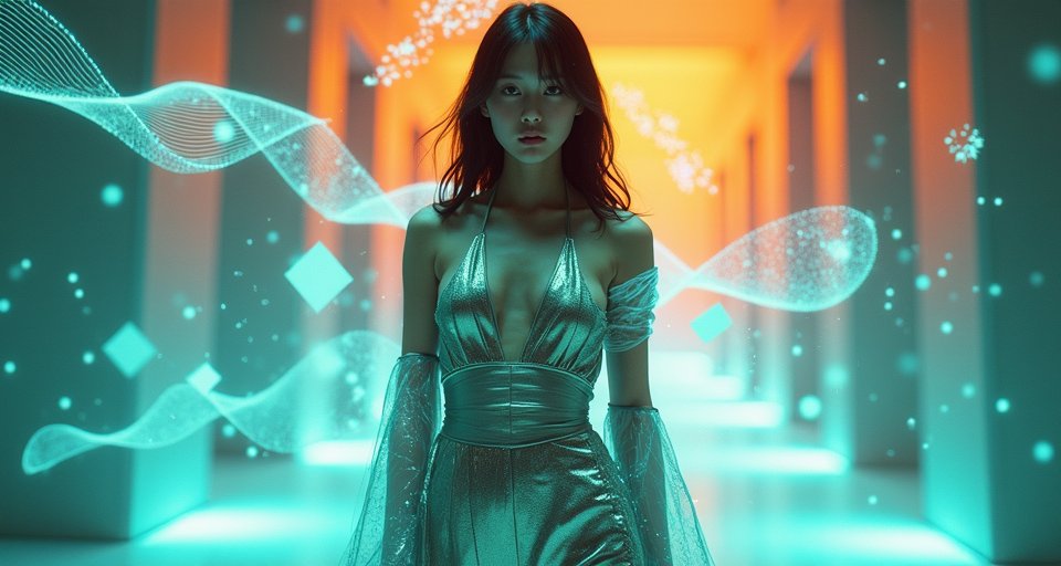 手機掃描報紙版面，呈現 AR 虛擬走秀與 3D 互動影像。