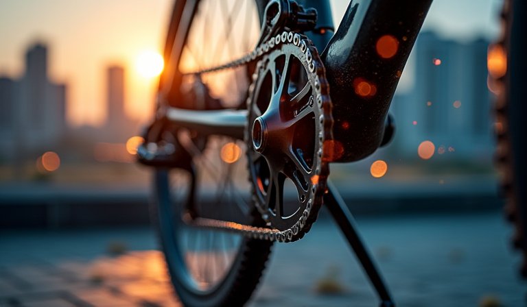 智慧型自行車結合人工智慧晶片與數位科技的未來感場景