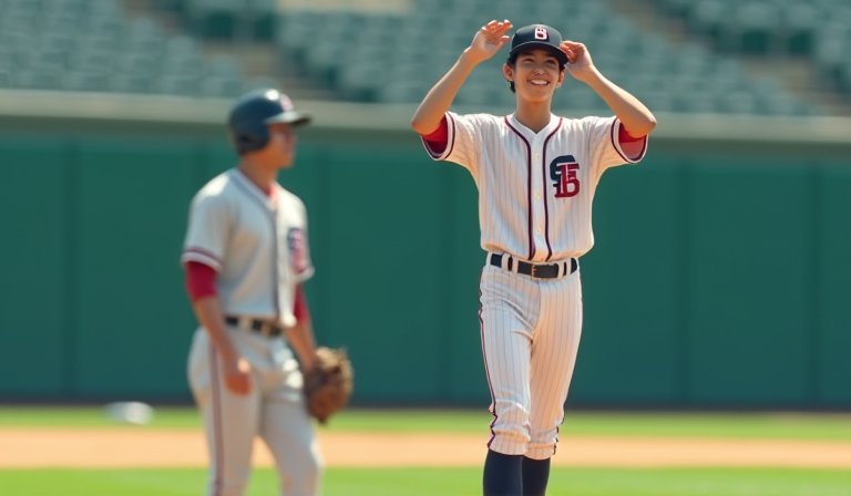 大谷翔平穿著日本隊球衣,在投手丘上投出強力速球。