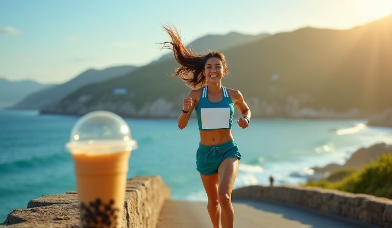 馬拉松選手雷理莎在賽道奔跑，展現挑戰全國紀錄的決心。