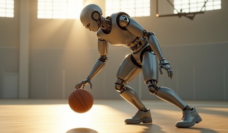 豐田CUE7機器人於籃球場展現精密且流暢的運球動作