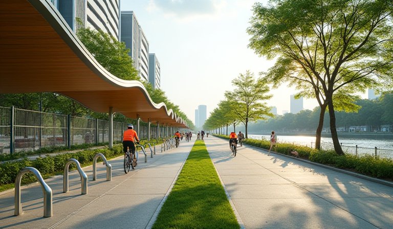 樹林山佳河濱公園兒童單車練習場與模擬交通標誌