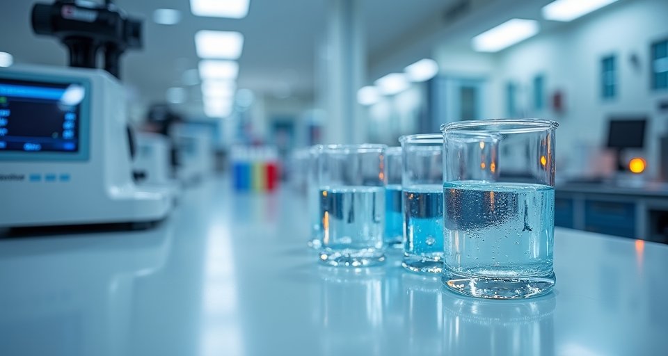 衛生局人員於游泳池畔進行水質採樣與餘氯含量檢測。