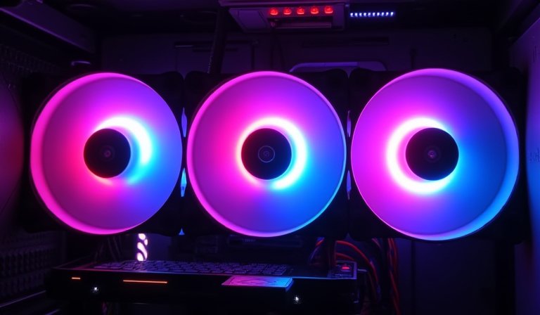 聯力無線風扇展現三區 RGB 幻彩燈效與無限鏡像設計。